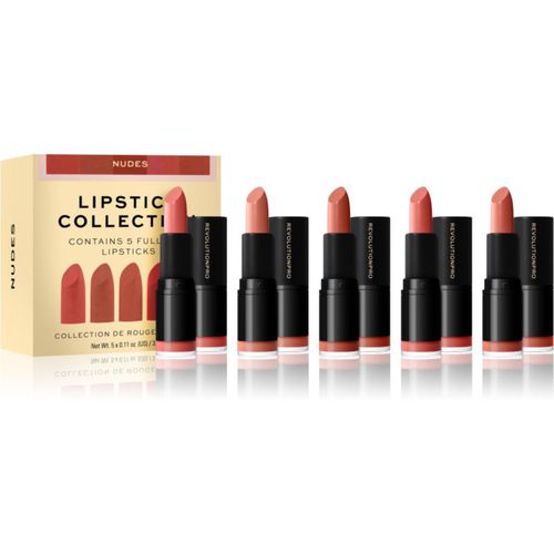 Lipstick Collection barra de labios efecto seda lote de regalo tono Nudes 5x3,2 g - Revolution PRO - Modalova