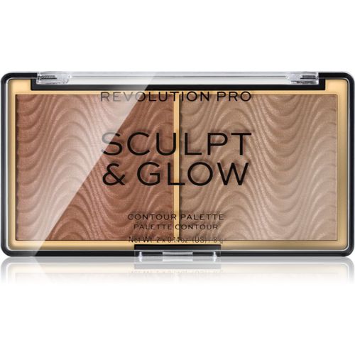 Sculpt And Glow paleta iluminadora para contorno tono Light-Medium 8 g - Revolution PRO - Modalova