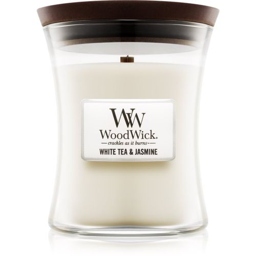 White Tea & Jasmine candela profumata con stoppino in legno 275 g - Woodwick - Modalova