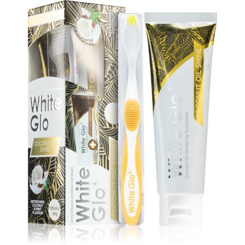 Coconut Oil Shine pasta de dientes con efecto blanqueador con cepillo Coconut and Mint Flavour 150 g - White Glo - Modalova