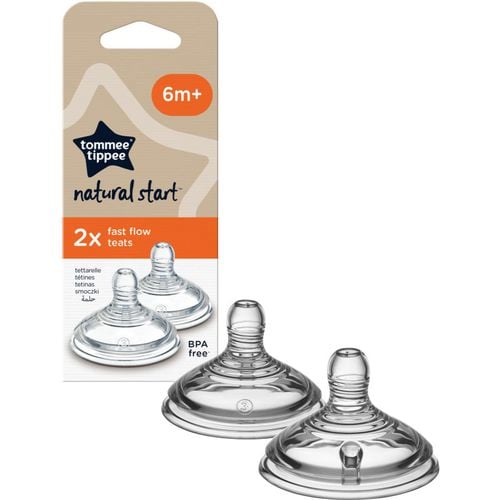 Natural Start Anti-Colic Teat tettarella per biberon Fast Flow 6 m+ 2 pz - Tommee Tippee - Modalova