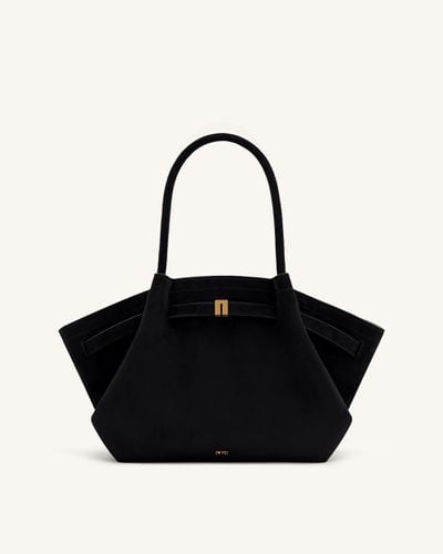 Hana Borsa Tote Media in Finta Pelle Scamosciata - Nero - JW PEI - Modalova