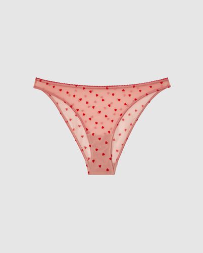 Mesh Bikini Briefs Pale Pink/Deep Red | Panties - Panties / Bikini Briefs - Polyamide - Understatement - Modalova