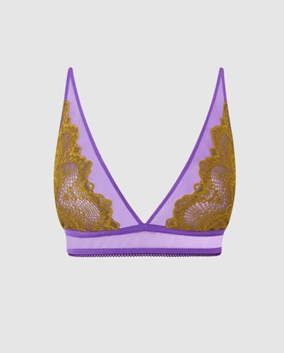 Lace Plunge Bralette Olive/Lavender - | Bralettes - Bralettes / Plunge Bralette - Understatement - Modalova