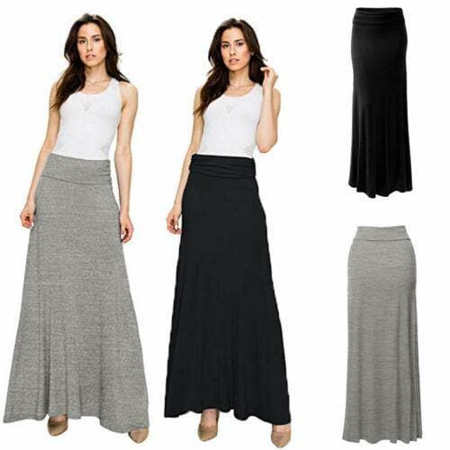 Fold Over Long Jersey Maxi Skirt - musthaveskirts - Modalova