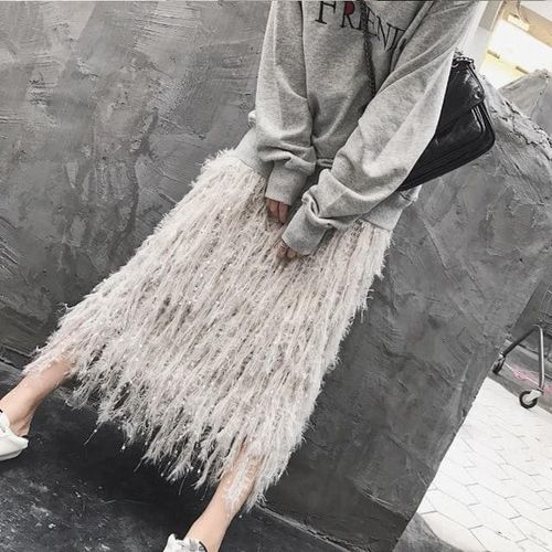 Feather Sweater Skirt - musthaveskirts - Modalova