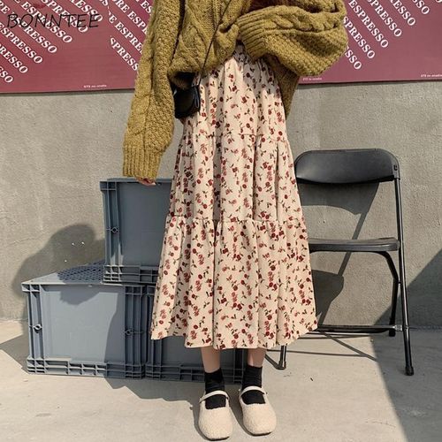 Floral Vintage Sweet Long Skirt - musthaveskirts - Modalova