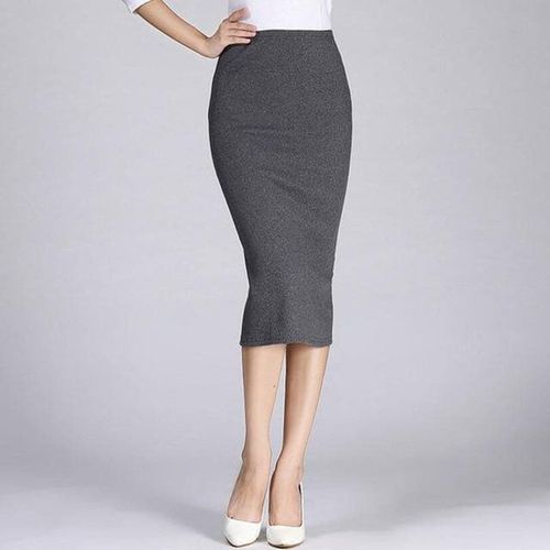 Formal Work Knitted Cotton Pencil Skirts - musthaveskirts - Modalova