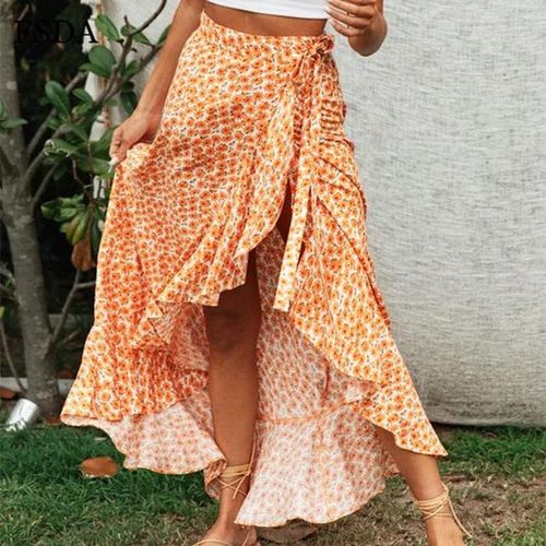 Long Floral Print Bandage Skirt - musthaveskirts - Modalova