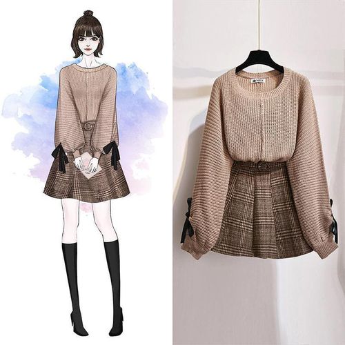 Knitted Tops And Skirt Winter Set - musthaveskirts - Modalova