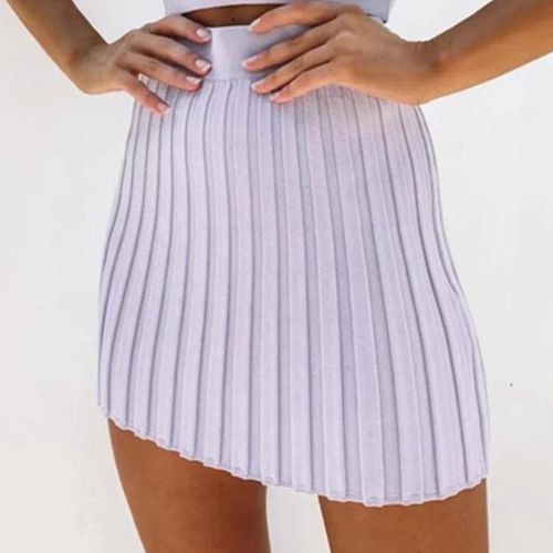 Knitted Coarse Striped Mini Skirt - musthaveskirts - Modalova