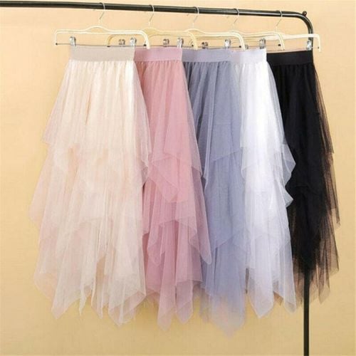 High Waist Underskirt Ballet Irregular Pleated Maxi Skirt - musthaveskirts - Modalova
