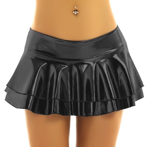 Leather Ruffled Pole Dance Shorts Skirt - musthaveskirts - Modalova