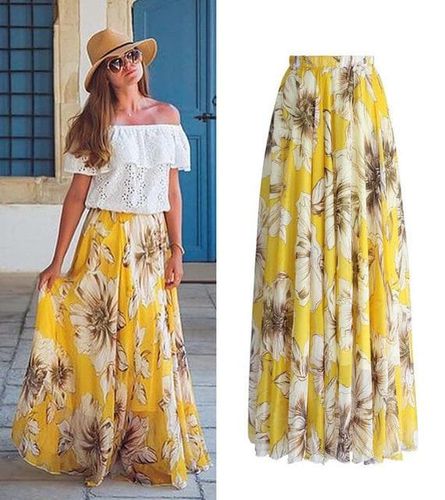 Floral Long Maxi Full Print Skirt - musthaveskirts - Modalova