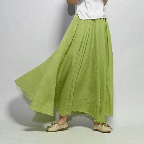 Folk Style Pleated Elastic Waist Maxi Skirt - musthaveskirts - Modalova
