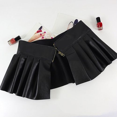 Ladies Faux Leather Pleated Skirts - musthaveskirts - Modalova