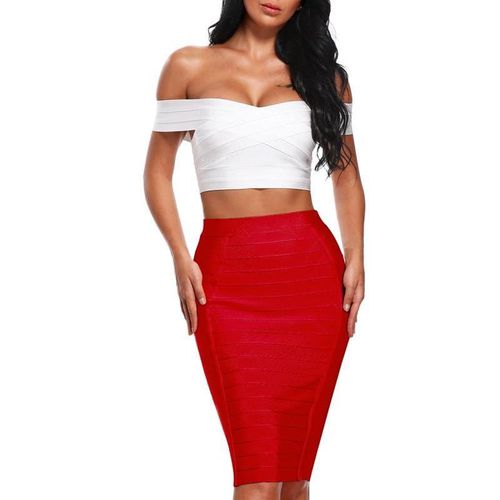 Elastic Stripe Official Bandage Skirt - musthaveskirts - Modalova