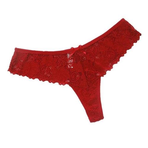 Red Lace Floral Seamless Low Waist Briefs - musthaveskirts - Modalova