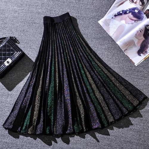 Glitter Knitted Midi Skirts - musthaveskirts - Modalova