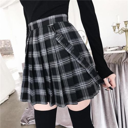 Gothic Vintage Plaid Mini Skirt - musthaveskirts - Modalova