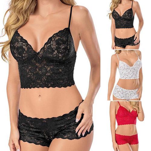 Two Piece Lace Push Up Chest Bra and Panties - musthaveskirts - Modalova