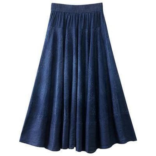 Denim Jeans Flower Lady Skirt - musthaveskirts - Modalova