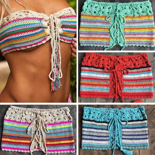 Crochet Handmade Top And Skirt Two Piece Sets - musthaveskirts - Modalova