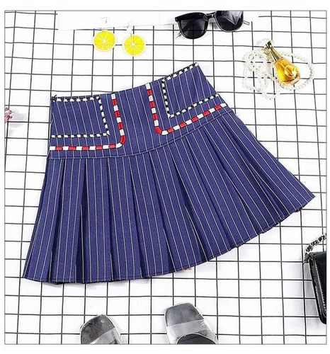 Punk Style Belt Pleated Skirt - musthaveskirts - Modalova