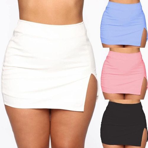 Split Solid Color Mini Skirt - musthaveskirts - Modalova
