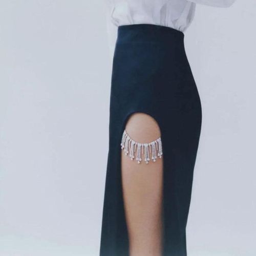 Diamond Decoration Front Split Skirts - musthaveskirts - Modalova