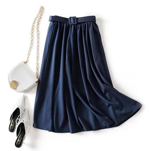 Elegant Long Skirt for Women With Belt - musthaveskirts - Modalova
