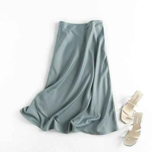Ladies Elegant Satin Midi Skirt - musthaveskirts - Modalova