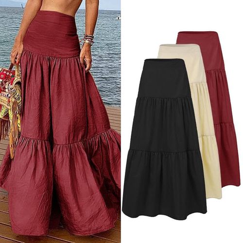 Cotton Linen Vestidos A-line Skirts - musthaveskirts - Modalova