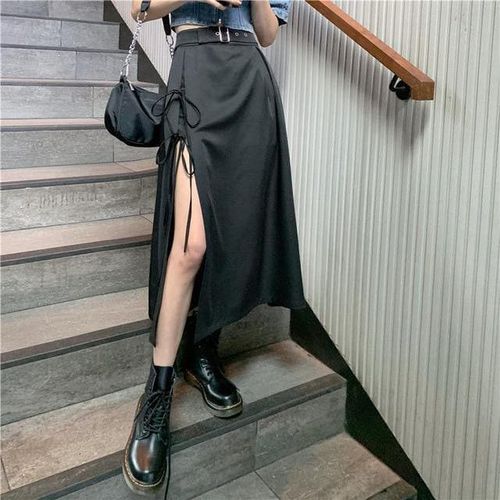 High Waist Side Slit Bow Retro Skirt - musthaveskirts - Modalova