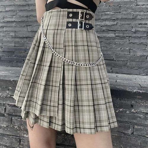 Summer Casual Plaid Pleated Skirt - musthaveskirts - Modalova