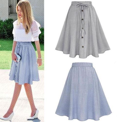 Fashion Buttons Striped Skirt - musthaveskirts - Modalova