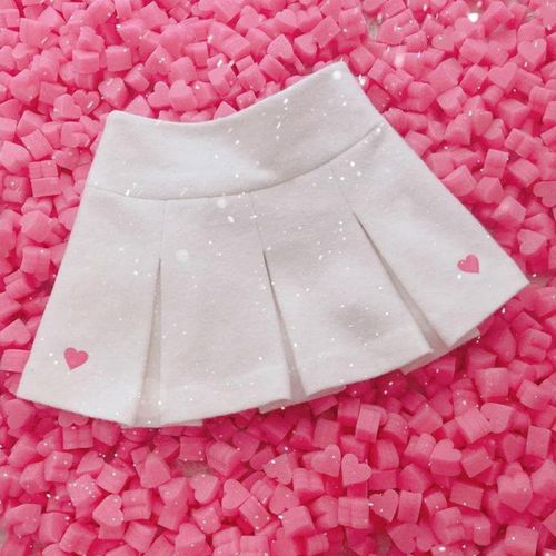 High Waist Cute Love Embroidery Pleated Skirt - musthaveskirts - Modalova