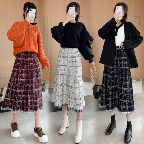 Fashionable Winter Long Woolen Skirt - musthaveskirts - Modalova