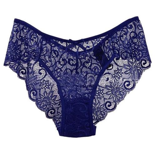 Blue Lace Floral Seamless Low Waist Briefs - musthaveskirts - Modalova