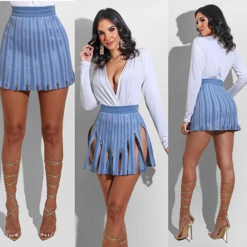 Women A-line Mini Skirts with Open Zipper - musthaveskirts - Modalova