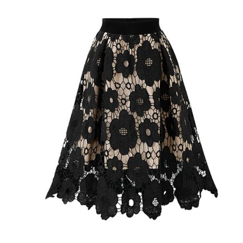 Flower Embroidery Hollow Out Lace Skirts - musthaveskirts - Modalova