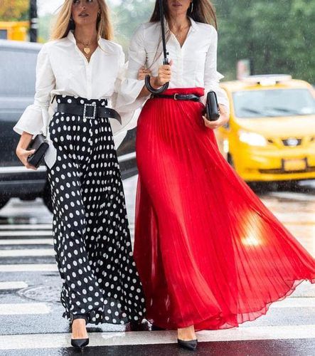 Fashion Solid Polka Dot Long Skirt - musthaveskirts - Modalova