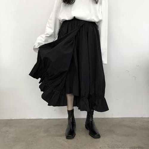 Dark Half-length Skirt With Pocket - musthaveskirts - Modalova