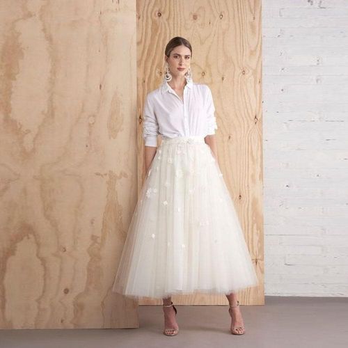 Elegant 3D Flower A-line Bridal Tulle Skirts - musthaveskirts - Modalova