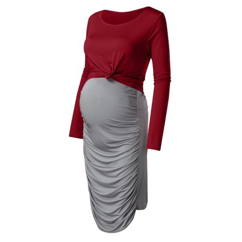 O-neck Long Sleeve Solid Top with Maternity Skirt - musthaveskirts - Modalova