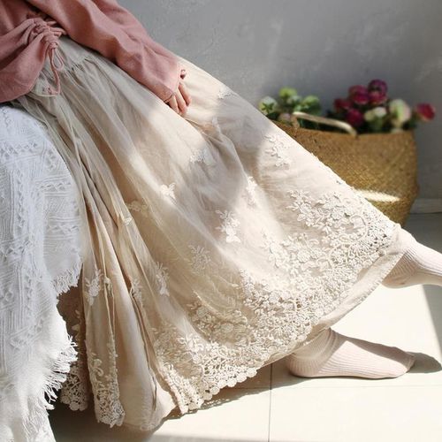 Loose Embroidery A-Line Skirt - musthaveskirts - Modalova