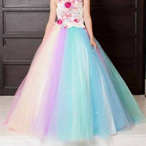 Floor Length Rainbow Colorful Skirt - musthaveskirts - Modalova