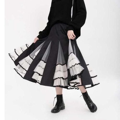 Combination Ruffle Spliced Skirt - musthaveskirts - Modalova