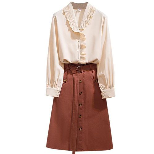 French Style Blouse Top & Skirt - musthaveskirts - Modalova