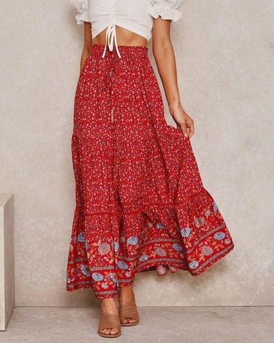 Floral Print Beach Bohemian Skirt - musthaveskirts - Modalova